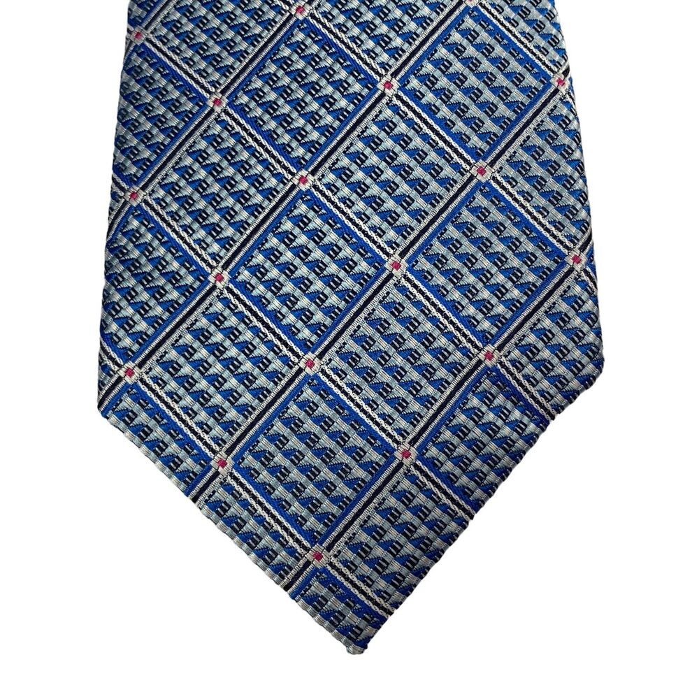 Perry Ellis Mens Tahan Grid Classic Polyester Neck Tie Blue 3 1/8"